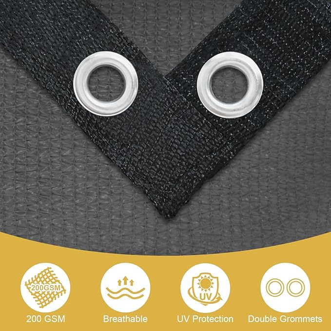 Shade&Beyond 90% Sun Shade Cloth with Grommets, 12' X 20' Pergola Shade Cover Canopy, Mesh Tarp Sun Screens for Patio, Outdoor, Garden, Backyard, Dark Gray