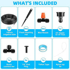 75FT Drip Irrigation System - Easy to Assemble Quick Plug Adjustable Spray Volume Garden Watering/Misting Cooling System with 1/4" Polyethylene (PE) Water Pipes for Gardens, Raised Beds, Lawns