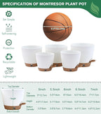 montresor 5-Pack Self-Watering Planters with Wick & Reservoir (5/5.5/6/6.5/7 Inch) – Plastic Indoor Pots with Drainage, Modern White Flower Pot for Violet, Herb