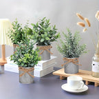 Small Artificial Plants Set of 4 Fake Potted Plant with Iron Pot Mini Greenery Decor for Indoor Home Porch Garden Bathroom Décor