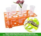8Pcs 60ml Large Floral Tubes with Rack Holder, Detachable Floral Tubes Holder for Milkweed Leaf, Stem and Flower Cutting, More Stable Flower Holder