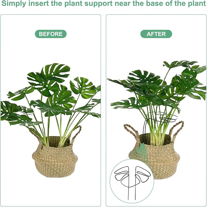 M METERXITY 1-Pack Monstera Plant Support, 11x5.9 Inch Reusable Sturdy Alloy Plant Support Stakes Unique Design for Potted Plants Flowers/Vegetables/Indoor Outdoor Climbing Plants [Black]