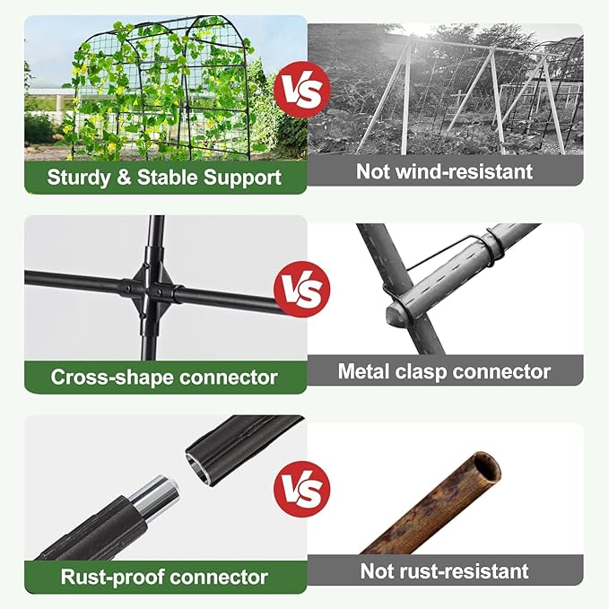OTOSUNNY Garden Arch Tunnel Trellis for Climbing Plants Outdoor, 7 ft Tall Metal Walkway, Arbor Archway for Climbing Vines Vegetables Yard Lawn, Cucumber Trellis for Garden Raise Bed, Black
