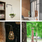 FEED GARDEN 2 Pack 8 Inch Hanging Plant Bracket Wall Hooks Decorative Plant Hangers for Outdoor Hanging Bird Feeders, Wind Chimes, Plant Baskets, Black