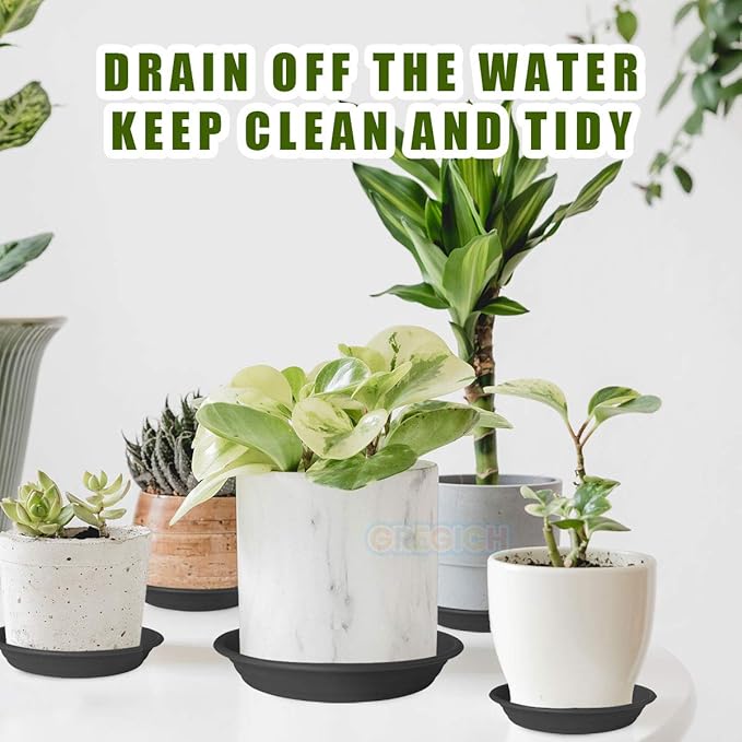 6 Pack 10.9 inch (9" at Base) Plastic Plant Saucer Trays, Planter Saucers Plant Trays for Indoors, Heavy Thick Durable Flower Pot Saucers for Plant Pot Saucer Outdoors