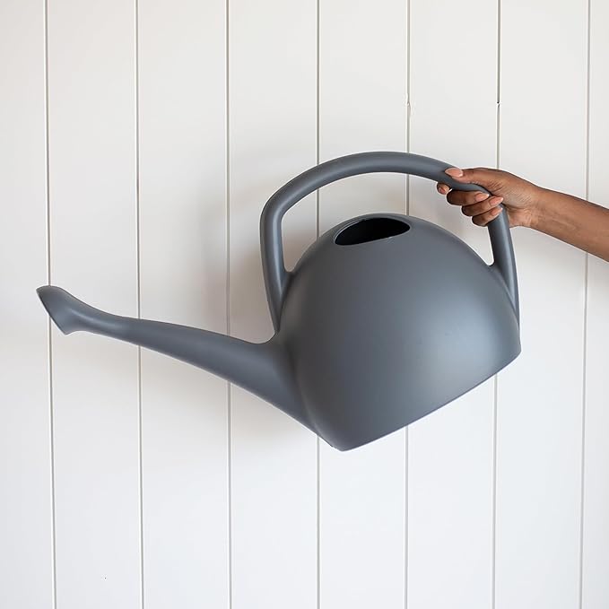 Bloem Rhino 2 Gallon (256 Fl Oz) Charcoal Gray Resin Watering Can for Indoor and Outdoor Use