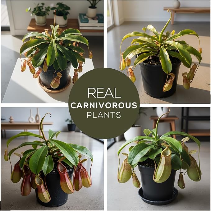 Pitcher Plant Nepenthes Alata (4 Pack) Rare Nephentes Live Plants-Carnivorous Insect Eating Plant, Indoor Tropical Houseplant, Easy Care Pitcher Plant Live, Starter Size Carnivorous Plant for Indoor