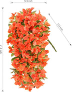 Bougainvillea Artificial Flowers Plants for Outdoors Outside Fall Autumn Decor, 2 pcs Faux Silk Long Trailing Vines UV Resistant Look Real Orange Fake Flowers for Front Door Porch Planter Urn Patio