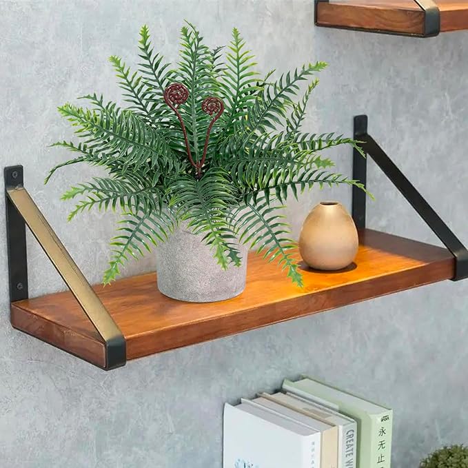 Artificial Boston Fern Potted Plants, 2 Pcs 15'' Fake Greenery Shrubs Plants in Pot for Home Office Living Room Desk Shelf Indoor