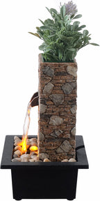 Kalona Tabletop Waterfall Fountain, Zen Fountain for Home Office Decor with LED Lights, Relaxing Indoor Water Feature with Realistic Stone Look for Meditation(23111)
