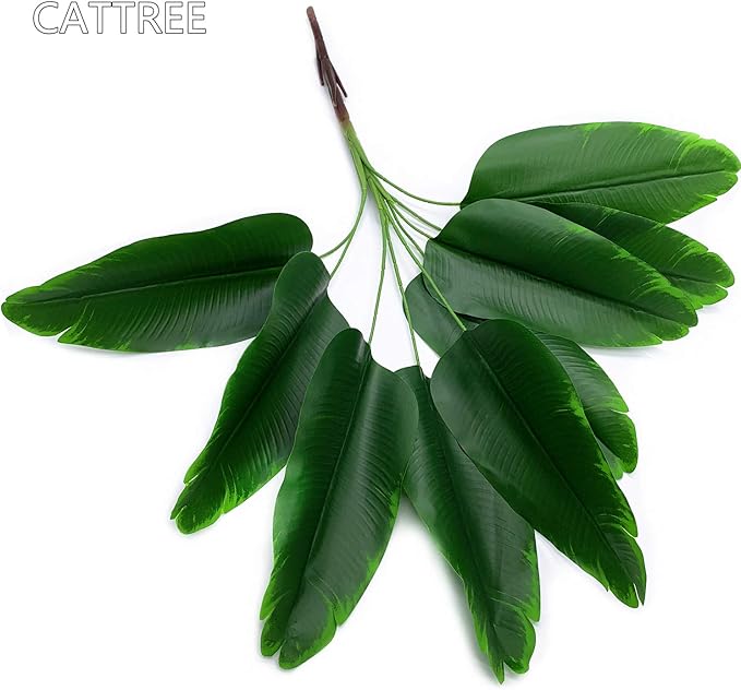 Artificial Bird of Paradise Plant, Faux Palm Plants with Real Touch Leaves Fake Banana Tree Plastic Stems for Home Room Greenery Decor Office Indoor Outdoor Garden Wedding Party DIY Decorations 2 Pack