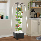 Hydroponic Growing System Herb Garden, 40 Pods Smart Indoor Gardening System w/Grow LED Light Full Spectrum & Water Circulation, Hydroponic Tower Plants Germination Kit for Herbs, Vegetables (White)