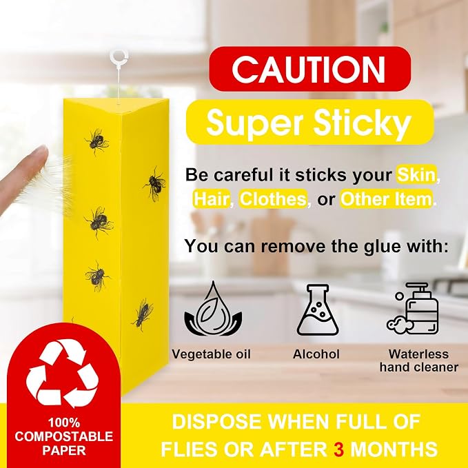 8 Pack Sticky Fly Traps, Fly Traps Outdoor/Indoor, Fly Stick, Fruit Fly Trap, Flying Insect Catcher Gnat Trap Killer for Flying Plant Insect Such as Mosquitos, Aphids, Leafminers, Fungus Gnats