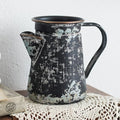 Vintage Pitcher Vase Rustic Farmhouse Vase for Flowers Vintage Metal Milk Jug Small Decorative Pitcher Shabby Chic Decor for Home, Kitchen, Bathroom, Black