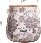 Xiaan Jiaju 6.68in. Tuscan Planter & Room and Home Decor, Decorative Vase, Indoor/Outdoor Ceramic Plant Pot w/Drainage, French Country Decor Boho Decor, Gifts for Women Birthday Unique, Vintage Grey