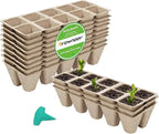 GROWNEER 120 Cells Peat Pots Seed Starter Trays 12 Packs Biodegradable Seedling Pots Germination Trays Organic Plant Starter Kit with 15 Pcs Plant Labels