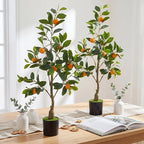 Suncalla 2 Pack Artificial Orange Potted Plants 31.5 Inches Fake Orange Tree Simulation Realistic Fruit Plant with Pot Faux Tree Indoor Decoration for Home Office Living Room Table Desk
