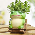 Saysmile Unique Frog Plant Pots Indoor, Cute Small Succulent Pots with Drainage Hole, Rocking Chair Planters for Outdoor Indoor Plants, Resin Flower Pot for String of Pearls, Gift Ideas for Mother