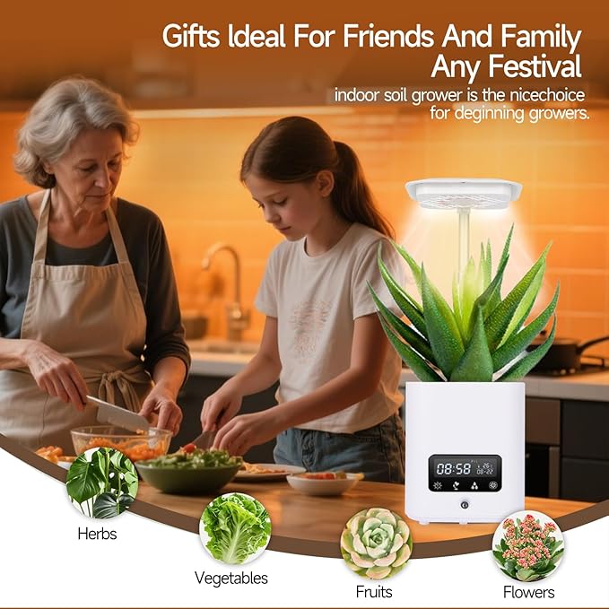 Multifunctional Intelligent Flower Pot,Indoor Desktop Green Hydroponics Planting Flowerpot with Bluetooth Speaker,Adjustable Plants LEDGrow Light,humidifier, Air Purification,Desk lamp