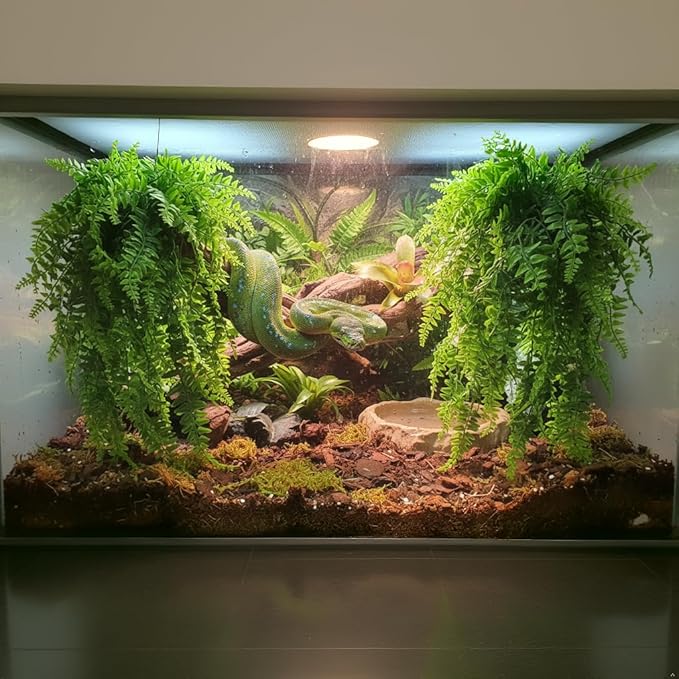 PINVNBY 3 PCS Green Reptile Plants Terrarium Hanging Fake Vines with Suction Cup Artificial Leaves Bearded Dragon Tank Accessories Terrarium Decor for Leopard Gecko Lizard Snake Geckos Chameleon