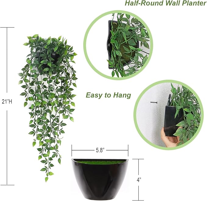 Artificial Hanging Plants,1 Pack Fake Wall Plants,Faux Mandala Vines Potted Plants,Plastic Greenery with Planter for Indoor Outdoor Garden Patio Office Décor