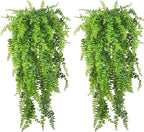 PINVNBY Reptile Plants Hanging Fake Vines Boston Climbing Terrarium Plant with Suction Cup for Bearded Dragons Lizards Crested Gecko Snake Hermit Crab and Tank Habitat Decorations (2 Pack)