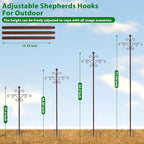 Bird Feeder Pole for Outdoors Heavy Duty Squirrel Proof, 2 Pack 76 Inch Adjustable Tall Shepherds Hooks for Outdoor with 7 Prongs Base, Double Shepherd Hooks (2 Pack Copper, 76 Inch)