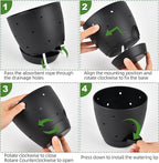 Vanslogreen 6 Inch Orchid Pots with Holes, 2 Pack Self Watering Planters for Orchids Plastic Orchid Pot Plant Flower Pots for Orchids Indoor Outdoor (Black)
