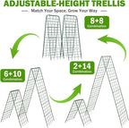 Heavy Duty 50"x17" Adjustable A-Frame Trellis for Climbing Plants – Rust-Proof Metal Garden Trellis with Dense Grid Design, Perfect for Raised Beds, Tomatoes, Cucumbers & Outdoor Vines (Green, 2 Pcs)