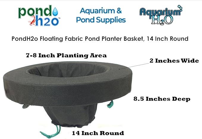 PondH2o 14" Round Floating Aquatic Water Garden Pond Planter Baskets, Floatable Aquatic Plant Flower Islands for Ponds, Aquaponics, Hydroponics and Water Features | Value 2 Pack