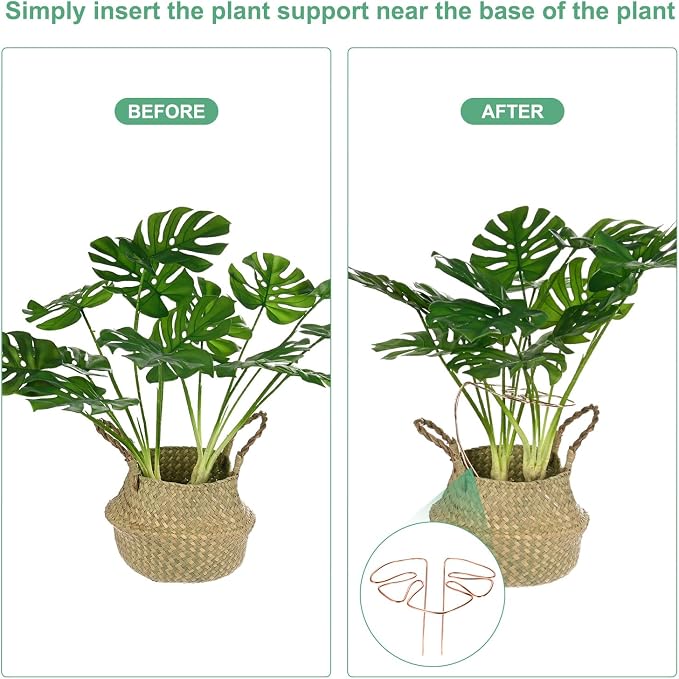 M METERXITY 1-Pack Monstera Plant Support, 11x5.9 Inch Reusable Sturdy Alloy Plant Support Stakes Unique Design for Potted Plants Flowers/Vegetables/Indoor Outdoor Climbing Plants [Copper]