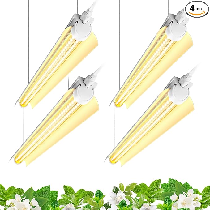 Barrina Grow Light Bulb, 96W(4 x 24W), Full Spectrum 2FT LED Grow Light, V-Shape T8 LED Grow Light Strips, Plant Lights for Indoor Plants, 4-Pack