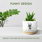 Funny Cat Plant Pot for Succulent, Cactus Flower Planter for Indoor Plants, Cute Succulents Pots with Inspirational Quote, Windowsill Decor Planter Gift for Cats Owner Cat Lover (No Plants)
