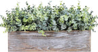 Winlyn 14" Artificial Eucalyptus in Rustic Rectangular Wooden Planter Box Faux Potted Eucalyptus Plant Greenery Arrangement for Home Wedding Dining Table Centerpiece Farmhouse Mantel Shelf Décor