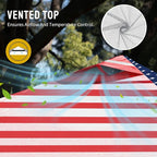 CROWN SHADES 10x10 Pop Up Canopy - Beach Tent with One Push Setup - Easy Outdoor Sun Shade for Events, Parties, Camping - Gazebo with STO-N-Go Cover Bag, Silver Coated Top, American Flag