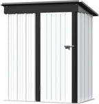 Greesum Outdoor Storage Shed 5 x 3 ft. Utility Tool Shed Metal Storage Garden Shed with Door & Lock for Patio Storage, White