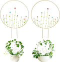 SNAIL GARDEN 2Pcs Small Trellis for Indoor Plants with Suncatcher Colorful Crystal, 9.8in Indoor Plant Trellis for Climbing Plants,House Plant Trellis for Potted Plants Hoya Ivy, Jasmine