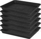 VUWEZ Plant Saucer Growing Tray, Seed Starter Tray Rectangular, Heavy Sturdy Plastic Plant Drainage Saucers, Plant Drip Trays for Pots, Seed Starter Growing Trays (11 x 9 inch, 6 Pack)