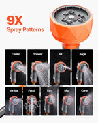 VEVOR Retractable Garden Hose Reel, 5/8 Inch x 100 ft Wall Mounted Hose Reel, Heavy Duty Garden Hose Reel with 9 Patterns Nozzle, Any Length Lock, Upgraded Slow Return System and 180°Swivel Bracket