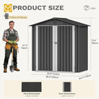 DWVO 6x4ft Outdoor Storage Shed, Lockable Metal Tool Storage Sheds, Waterproof Garden Sheds with Vents for Backyard, Patio, Garage, Lawn, Dark Gray