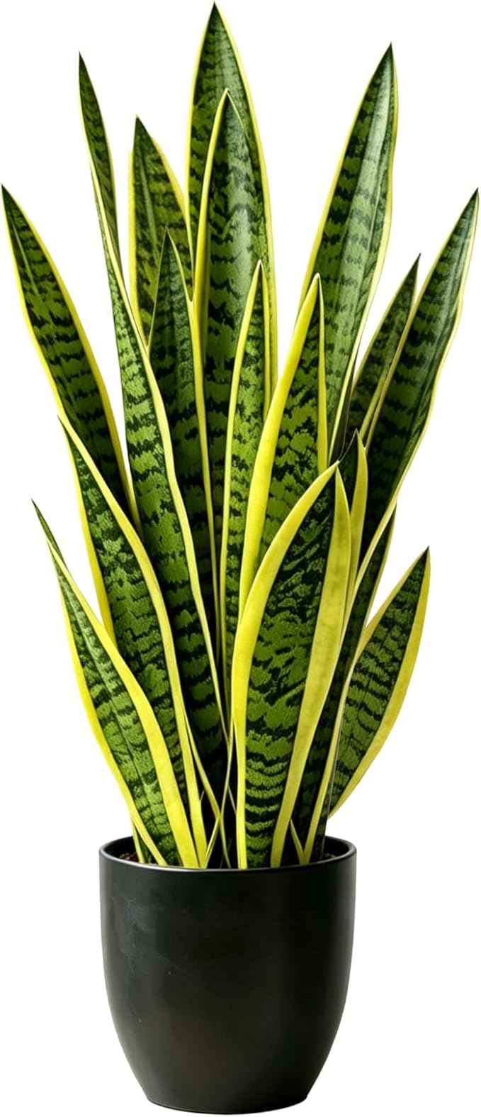 Fake Snake Plant, 35" Artificial Potted Plant with Black Pot, Realistic Faux Plant for Home Decor, Low Maintenance No Watering Needed for Desk Corner Office & Pet Areas