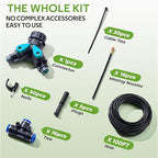 HIRALIY 360° Adjustable Drip Irrigation System 100FT, 1/4" Tubing with Adjustable Copper Nozzles, Automatic Atomizing Watering Kit for Garden, Yard, Lawn, Greenhouse & Potted Plants