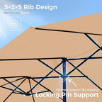 SUPERJARE 15FT Outdoor Umbrella for Patio, Double sided Pool Umbrellas with Fade Resistant Canopy, Large Table Umbrella for Deck, Market, Backyard - Beige(No Base)