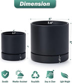 Phoenix Vine 4 Inch and 6 Inch Planter Pot with Drainage Hole & Deep Water Catch Tray Saucer, Straight Cylindrical Round Pot for Plants, Matte Black, 23-A-2-Z