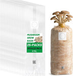 GREANER 6 Mil Grain Spawn Bags 25PCS, 6"x5"x20" Mushroom Bags for Growing with Injection Ports, Unicorn Bags Mushroom with 0.2 Micron Filter Breathable
