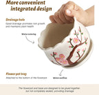 Ceramic Plant Pots with Drainage Holes and Saucers, Round Flower Pots for Indoor Plant, 4/5.2/6.6 Inches Small Flower Planters Set of 3