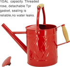 1 Gallon Watering Can, Red, Galvanized, Metal Watering Can with Removable Spout, Perfect Water Can for Indoor & Outdoor Plants