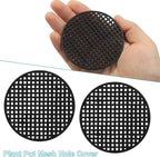 50pcs Plant Drainage Mesh Pads - 2.2 Inch Round Plastic Grid Mat, Breathable Soil Guard for Potted Plants, Bonsai (Black)