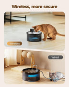Battery Operated Cat Water Fountain: Wireless Pet Fountain with Filter | 108oz/3.2L Cordless Cat Dispenser with Motion Sensor Rechargeable Automatic Drinking Fountains for Cats Indoor -Plastic model
