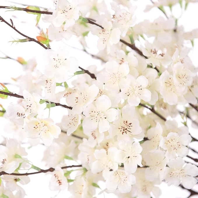 INXUGAO 12 PCS Faux Cherry Blossom Branches Decor 18.11 Inch Fake Artificial Cherry Flowers for Home Indoor Decoration Vase Arrangement Table Living Room Bedroom Spring Decor